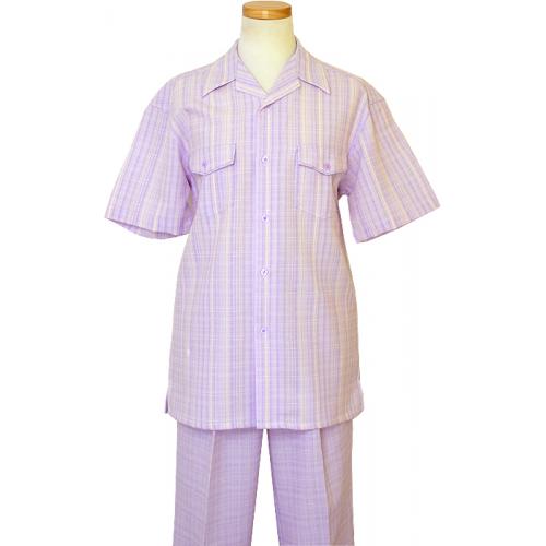 Montique Lavender/Beige/White Windowpanes 2 Piece Outfit 397